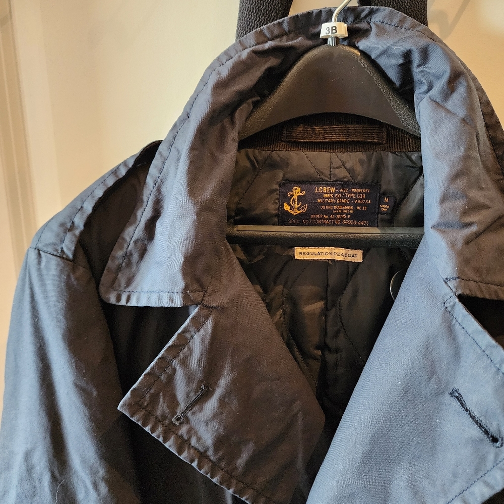 JCrew Navy Waxed Insulated Double Breasted Peacoat Size Medium